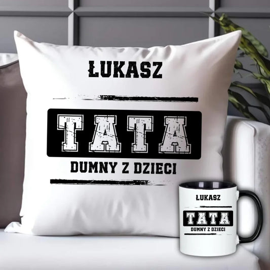 Prezent dla taty - zestaw poduszka + kubek - Dzień Ojca, Święta, Urodziny