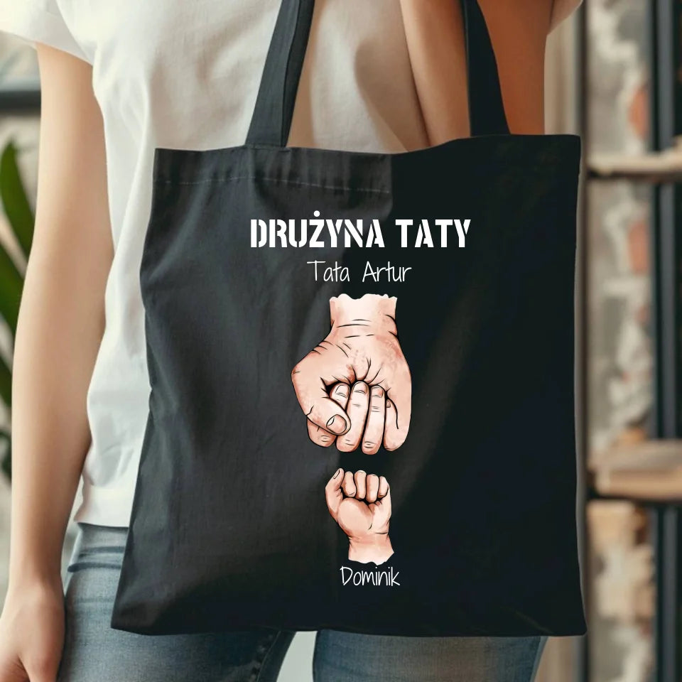 Personalizowana eco torba z nadrukiem dla taty - czarna - prezent dla taty, Dzień Ojca, Święta, Urodziny