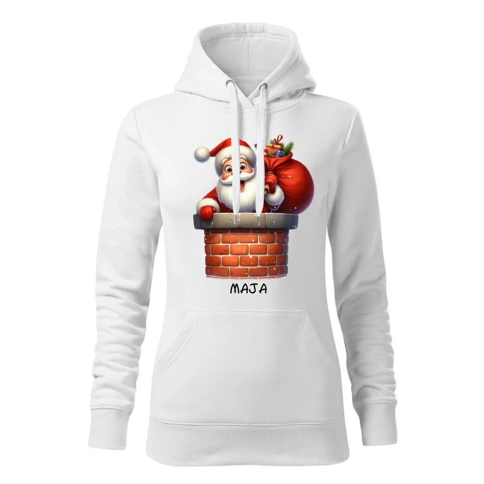 Świąteczna bluza damska z kapturem biała na prezent personalizacja hoodie Święta Boże Narodzenie Mikołajki