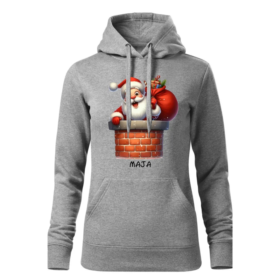 Świąteczna bluza damska z kapturem szara na prezent personalizacja hoodie Święta Boże Narodzenie Mikołajki