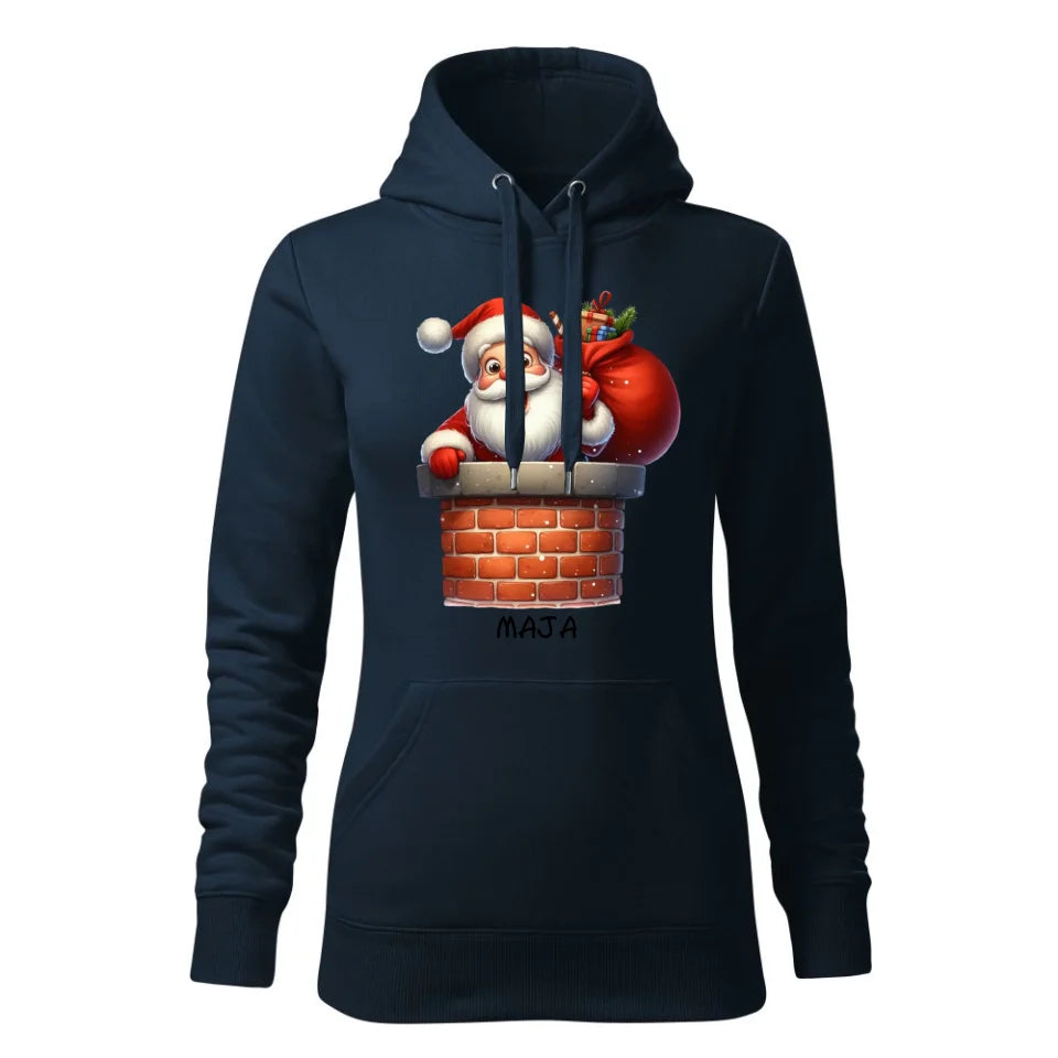 Świąteczna bluza damska z kapturem granatowa na prezent personalizacja hoodie Święta Boże Narodzenie Mikołajki