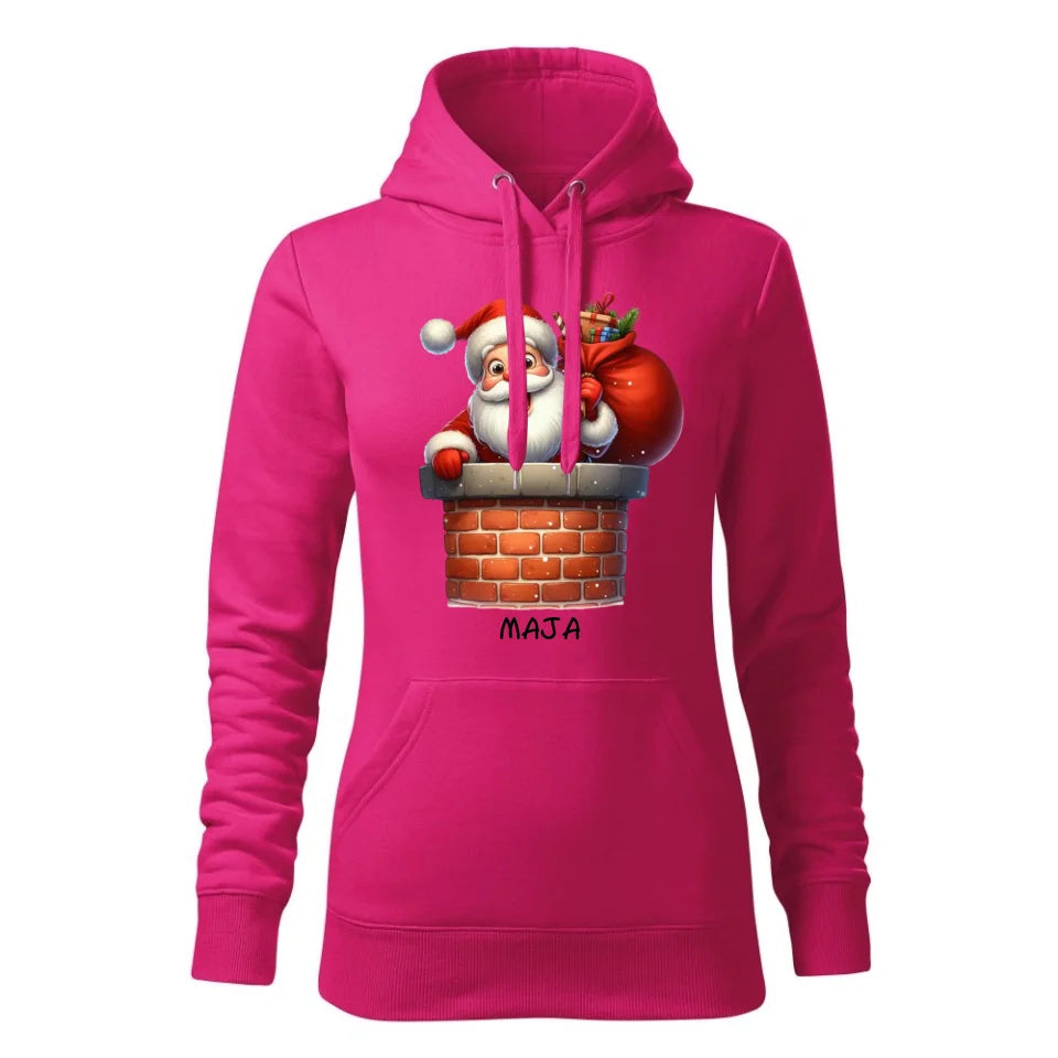 Świąteczna bluza damska z kapturem różowa na prezent personalizacja hoodie Święta Boże Narodzenie Mikołajki