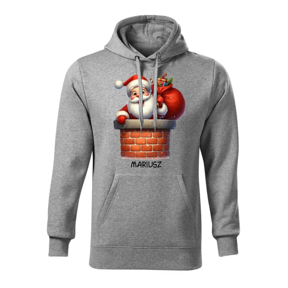 Świąteczna bluza męska z kapturem szara na prezent personalizacja hoodie Święta Boże Narodzenie Mikołajki