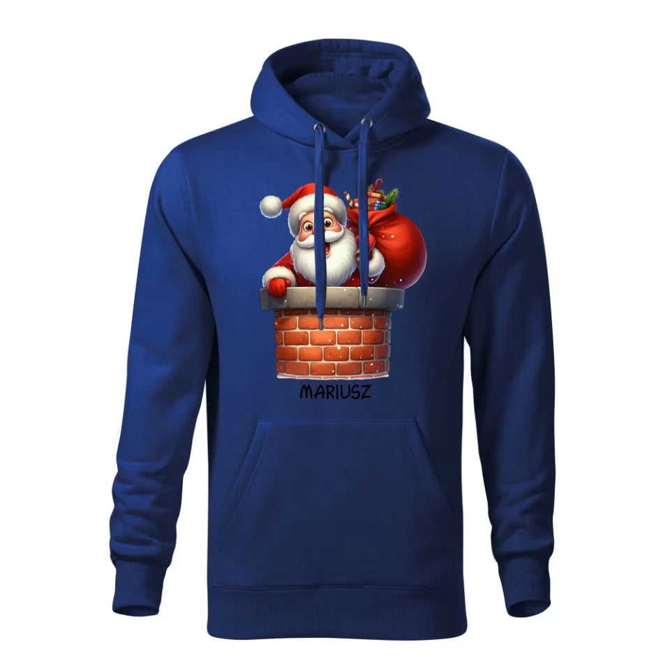 Świąteczna bluza męska z kapturem niebieska na prezent personalizacja hoodie Święta Boże Narodzenie Mikołajki