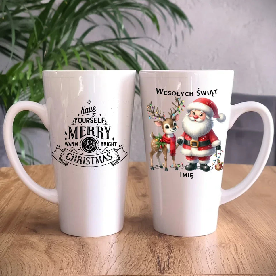 Mikołaj i renifer | Personalizowany świąteczny kubek BN09 - StoryCups.pl