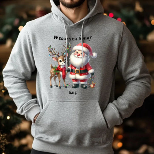 Świąteczna bluza męska z kapturem na prezent hoodie personalizacja