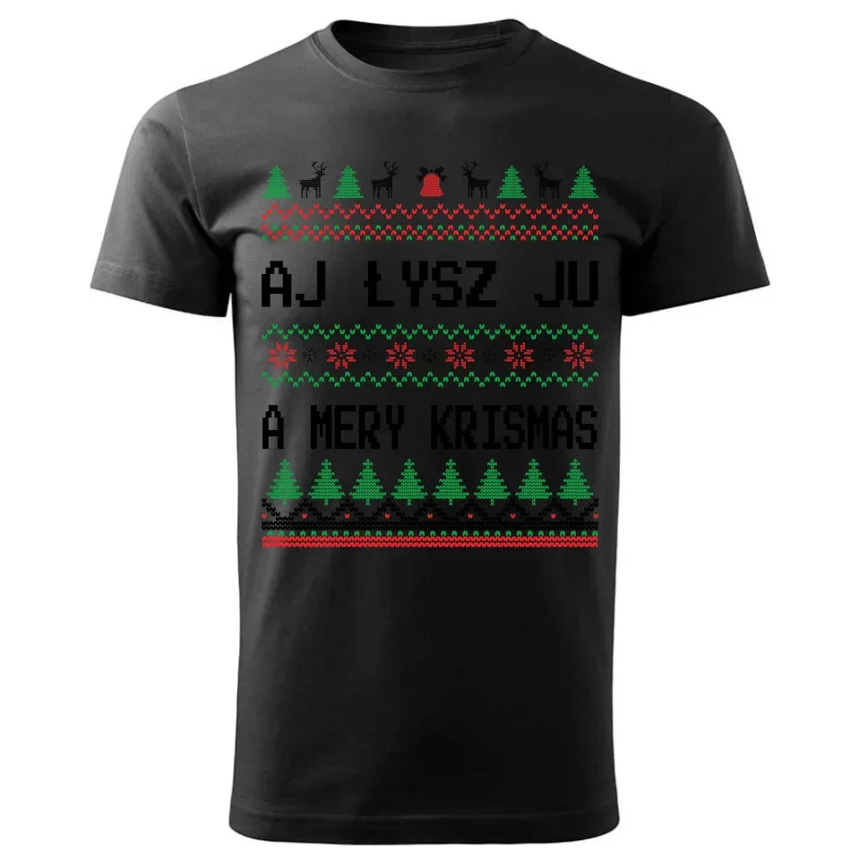 Aj łysz ju a mery krismas | Świąteczna koszulka męska BN12 - StoryCups.pl
