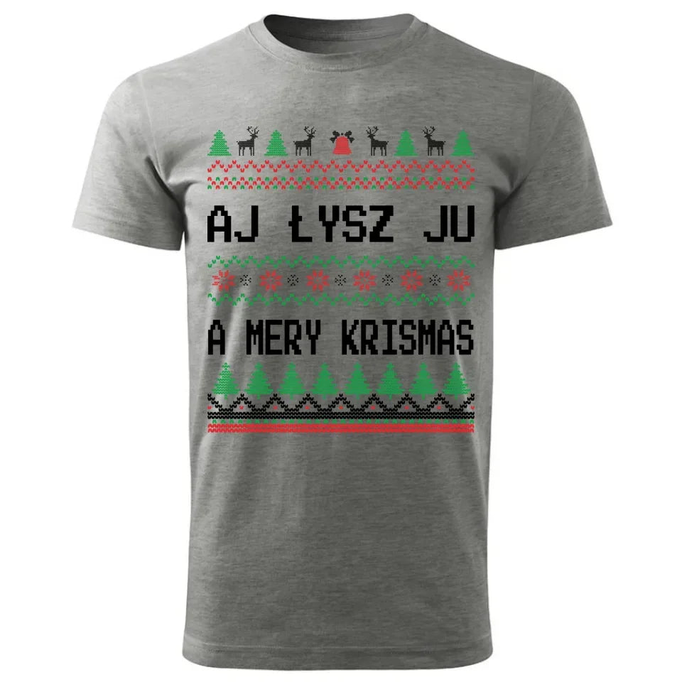 Aj łysz ju a mery krismas | Świąteczna koszulka męska BN12 - StoryCups.pl