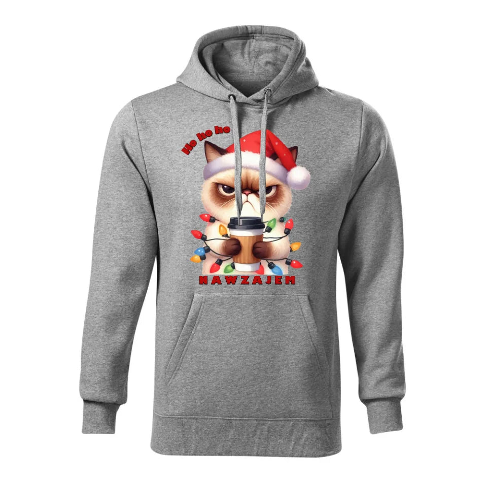 Świąteczna bluza męska z kapturem szara na prezent personalizacja hoodie Święta Boże Narodzenie Mikołajki