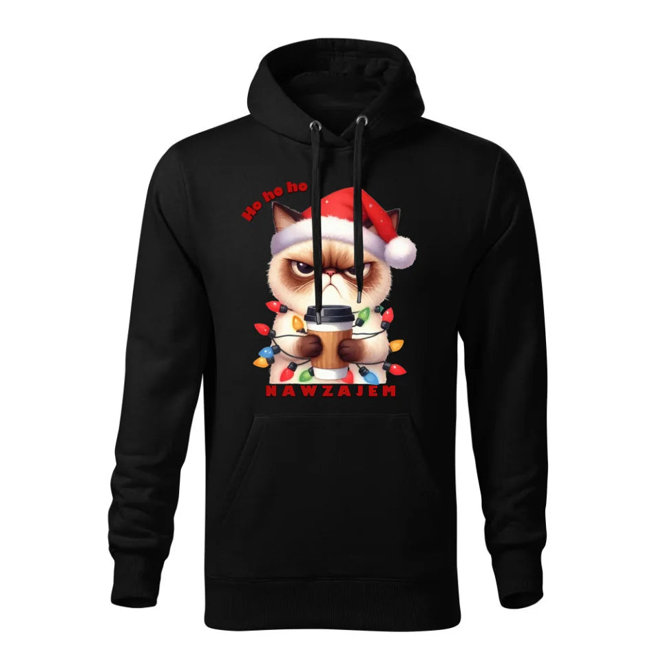 Świąteczna bluza męska z kapturem czarna na prezent personalizacja hoodie Święta Boże Narodzenie Mikołajki