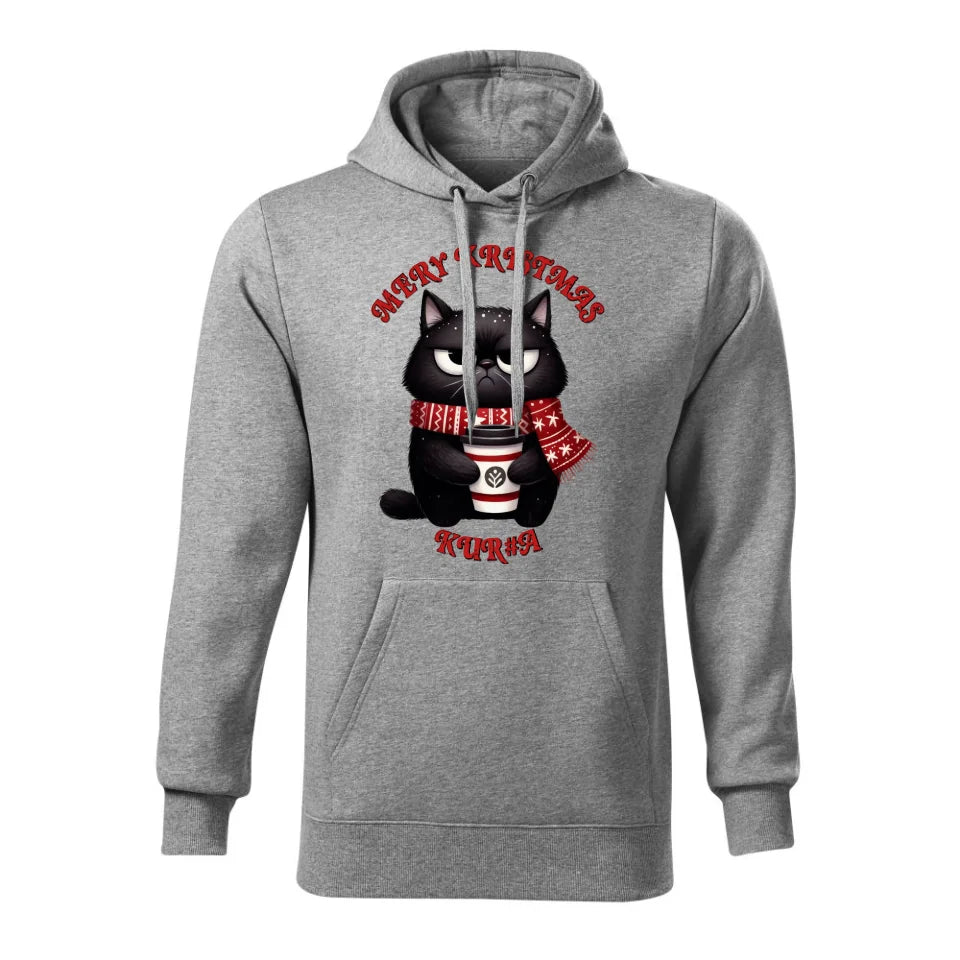 Świąteczna bluza męska z kapturem szara na prezent personalizacja hoodie Święta Boże Narodzenie Mikołajki