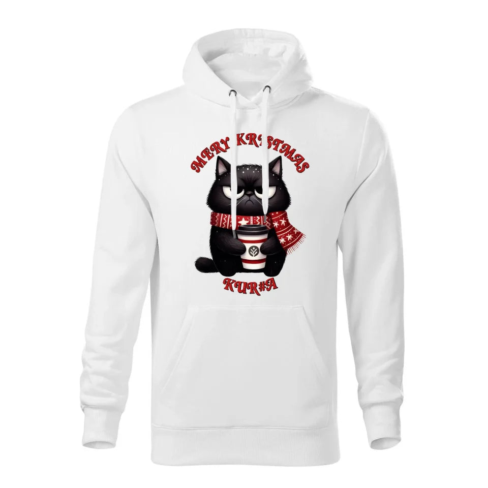 Świąteczna bluza męska z kapturem biała na prezent personalizacja hoodie Święta Boże Narodzenie Mikołajki