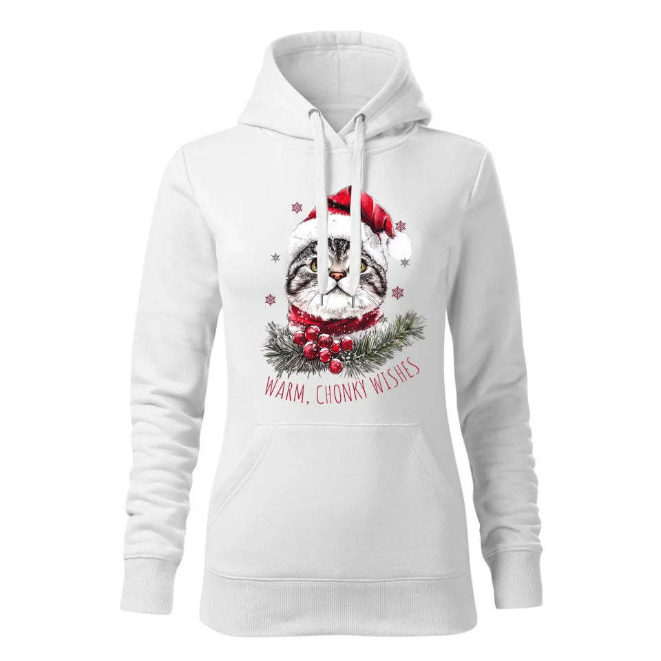 Świąteczna bluza damska z kapturem biała na prezent personalizacja hoodie Święta Boże Narodzenie Mikołajki