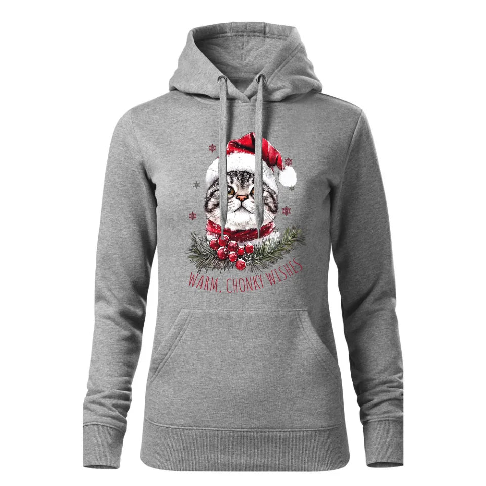 Świąteczna bluza damska z kapturem szara na prezent personalizacja hoodie Święta Boże Narodzenie Mikołajki