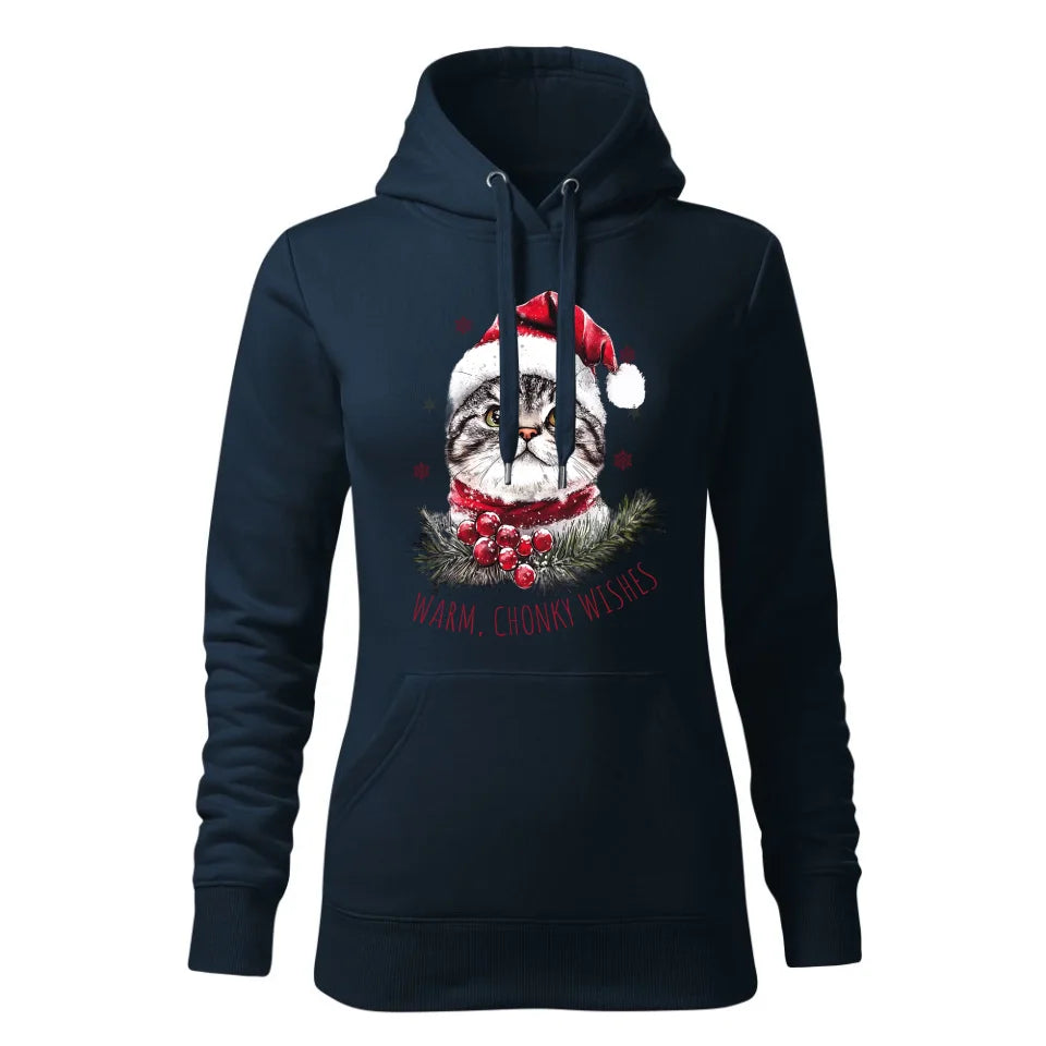 Świąteczna bluza damska z kapturem granatowa na prezent personalizacja hoodie Święta Boże Narodzenie Mikołajki