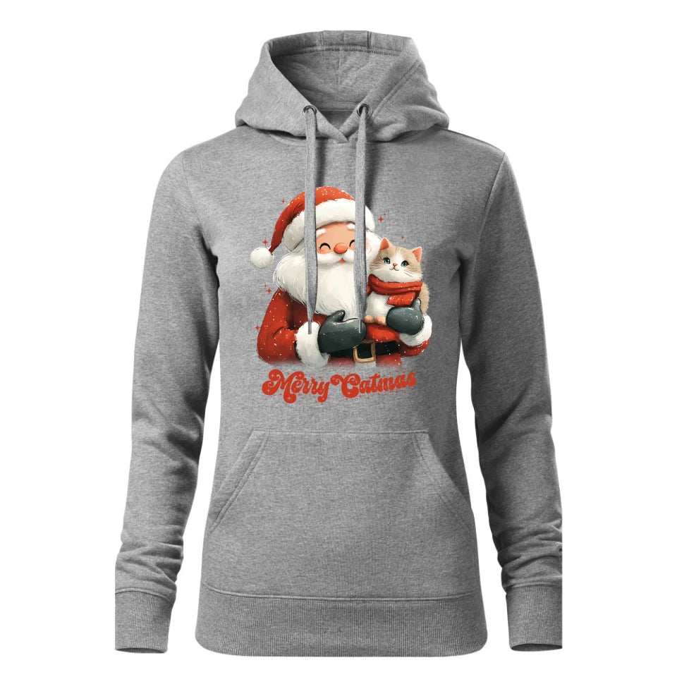 Świąteczna bluza damska z kapturem szara na prezent personalizacja hoodie Święta Boże Narodzenie Mikołajki