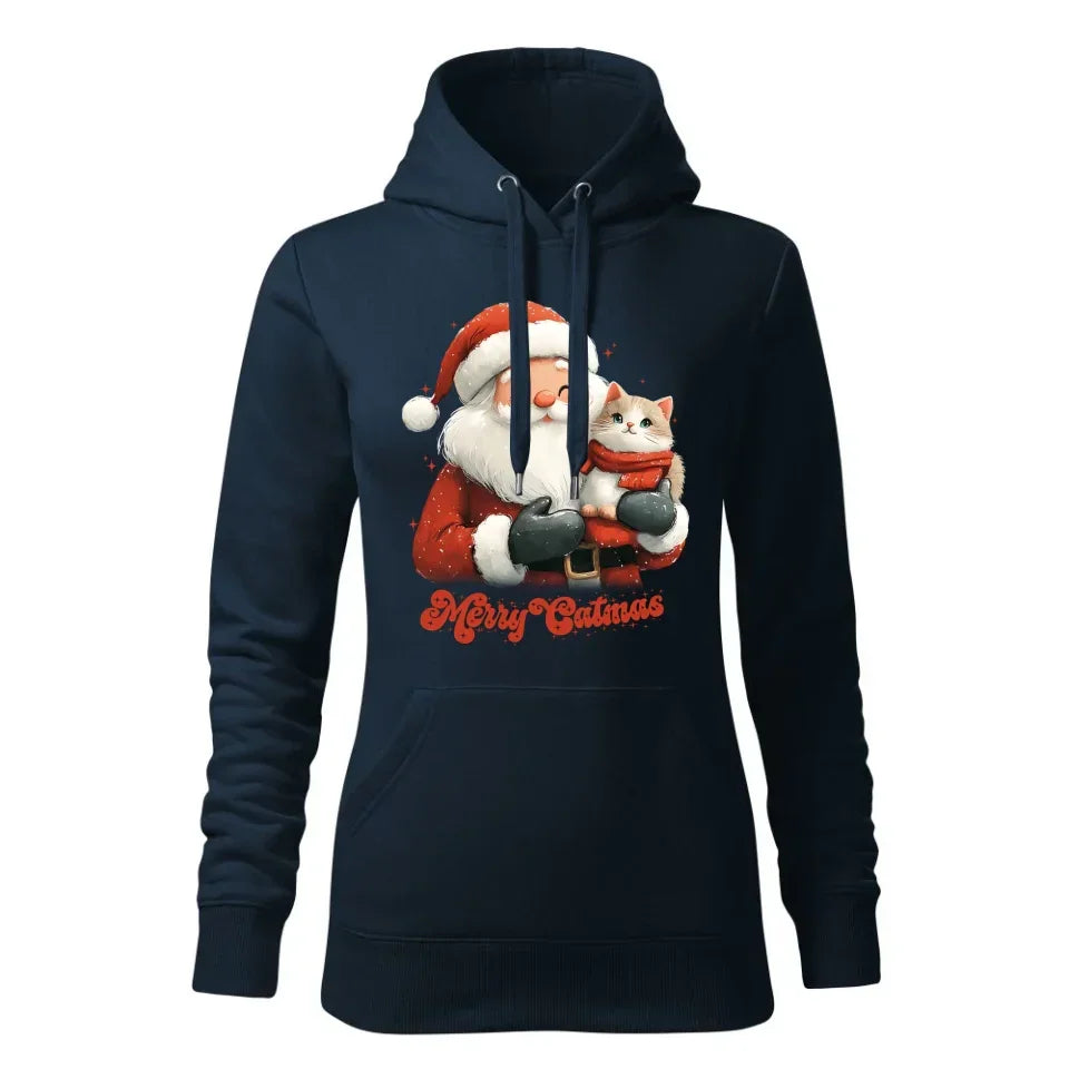 Merry Catmas | Świąteczna bluza damska z kapturem BN38 - StoryCups.pl