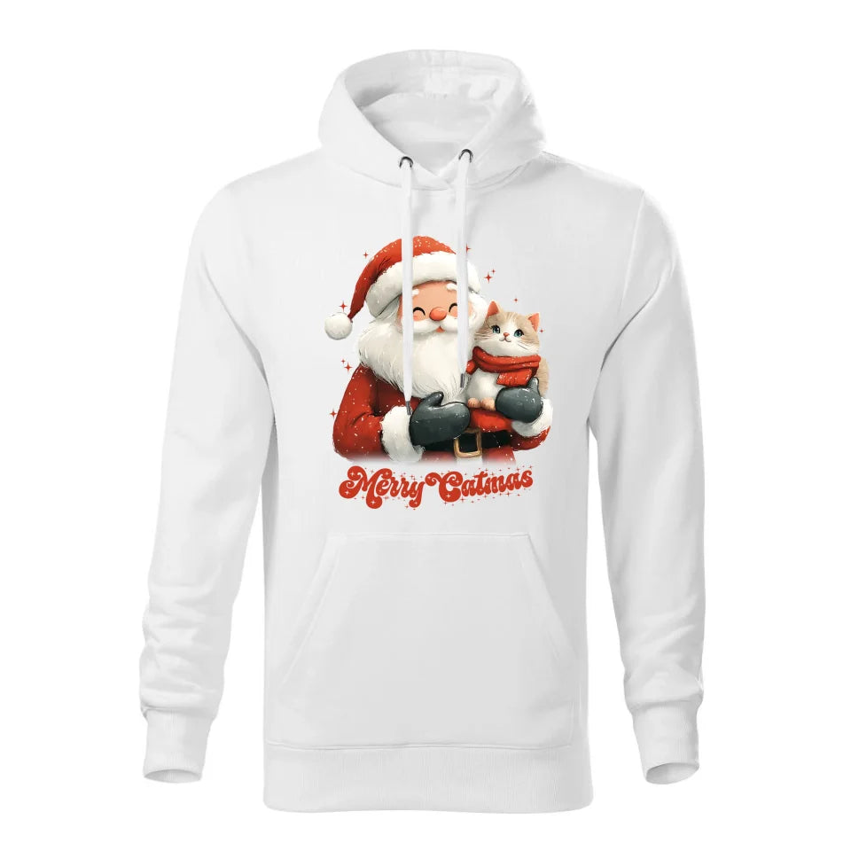 Świąteczna bluza męska z kapturem biała na prezent personalizacja hoodie Święta Boże Narodzenie Mikołajki