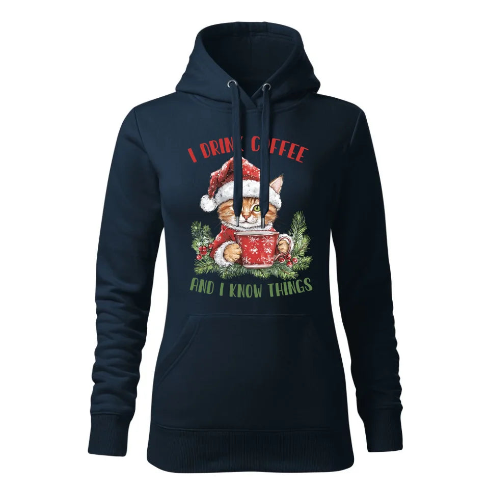 Świąteczna bluza damska z kapturem granatowa na prezent personalizacja hoodie Święta Boże Narodzenie Mikołajki