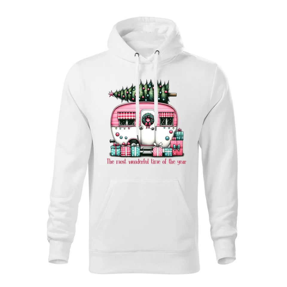 Świąteczna bluza męska z kapturem biała na prezent personalizacja hoodie Święta Boże Narodzenie Mikołajki