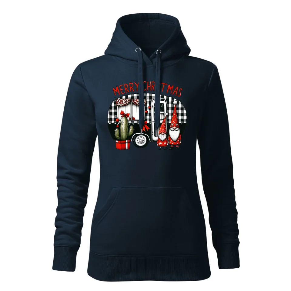 Świąteczna bluza damska z kapturem granatowa na prezent personalizacja hoodie Święta Boże Narodzenie Mikołajki