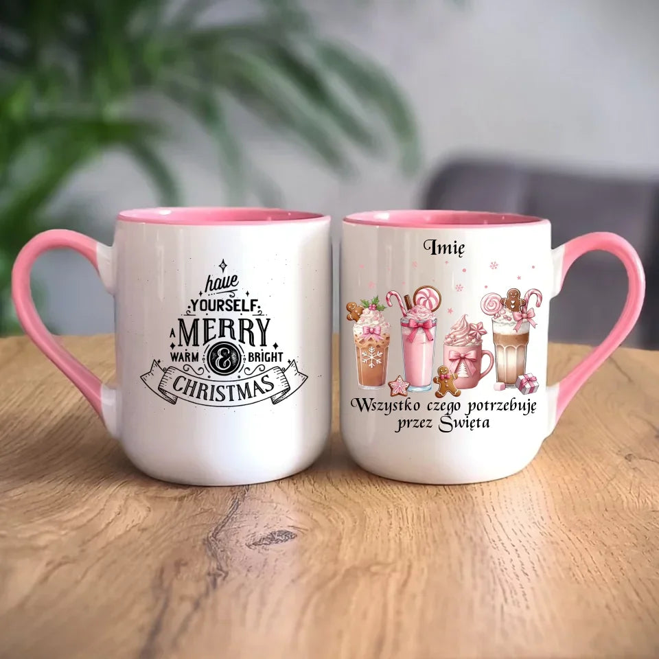 Wszystko czego potrzebuję przez Święta | Personalizowany kubek świąteczny BN46 - StoryCups.pl