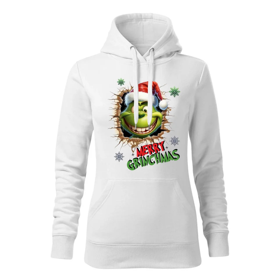 Świąteczna bluza damska z kapturem biała na prezent personalizacja hoodie Święta Boże Narodzenie Mikołajki