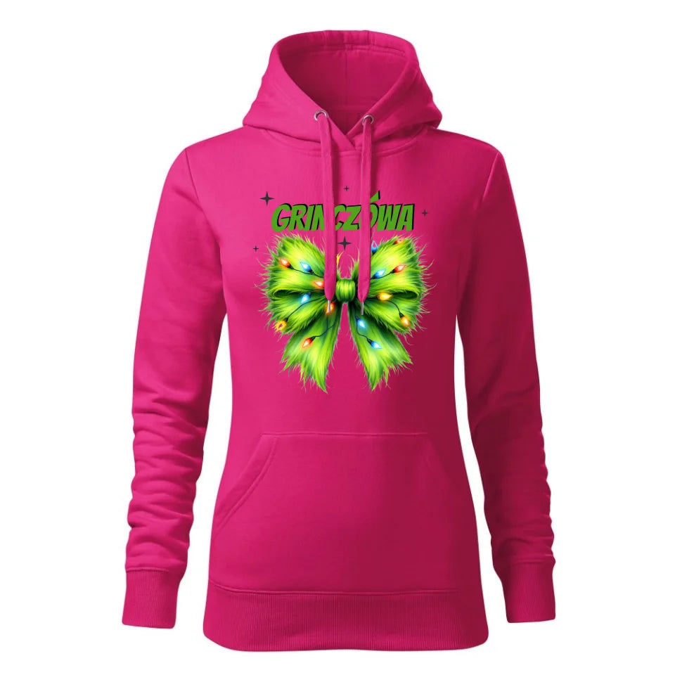 Świąteczna bluza damska z kapturem różowa na prezent personalizacja hoodie Święta Boże Narodzenie Mikołajki