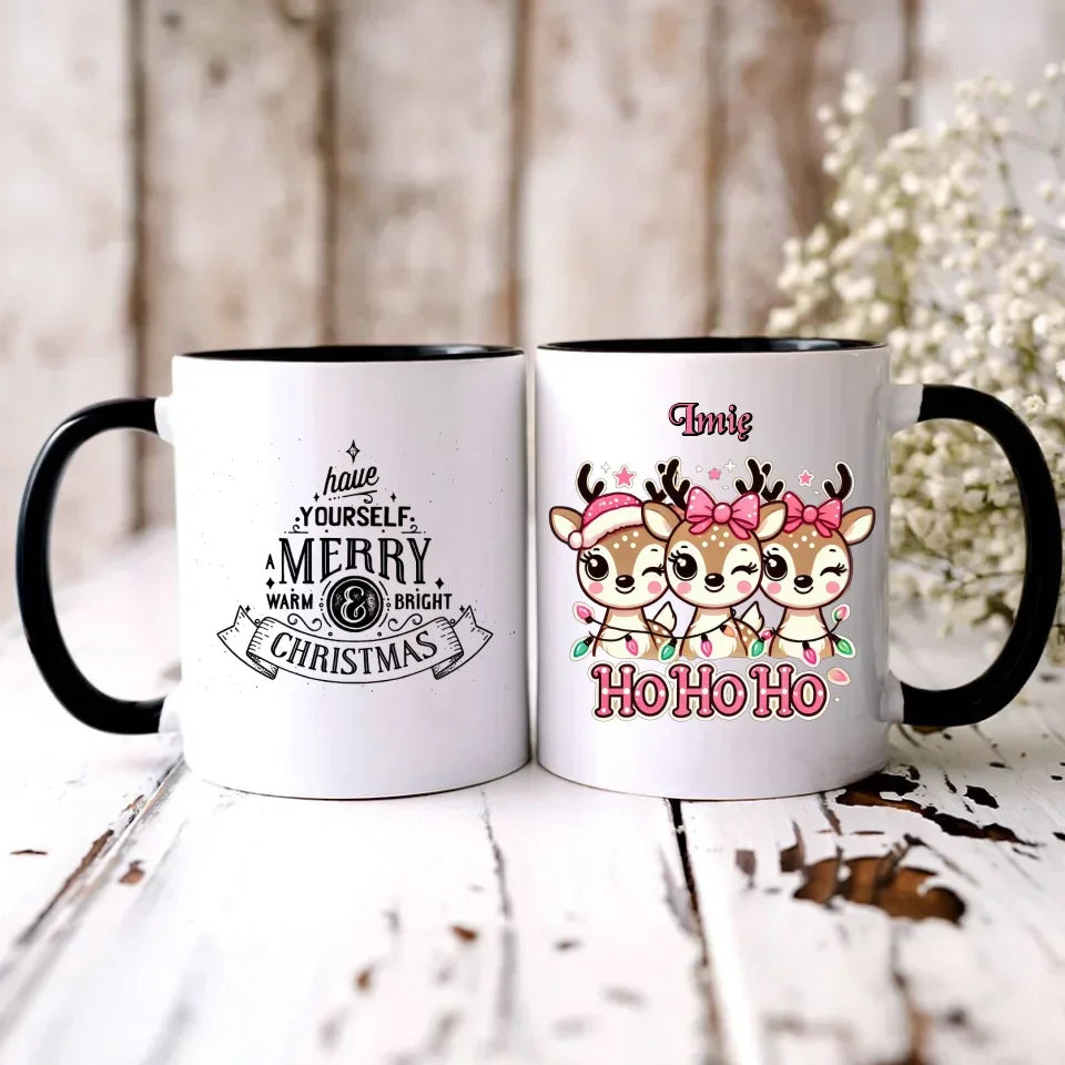 Ho ho ho reniferki | Świąteczny kubek z imieniem BN49 - StoryCups.pl