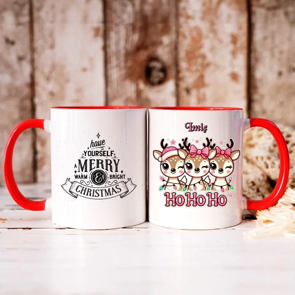 Ho ho ho reniferki | Świąteczny kubek z imieniem BN49 - StoryCups.pl