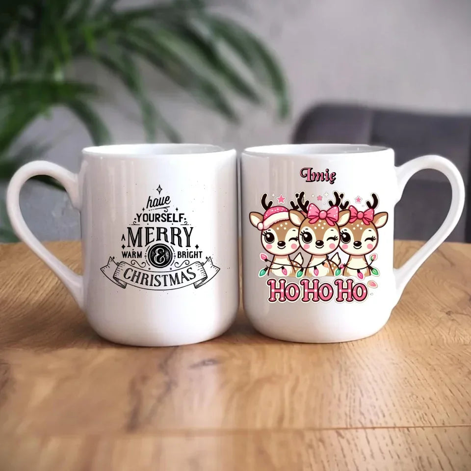 Ho ho ho reniferki | Świąteczny kubek z imieniem BN49 - StoryCups.pl