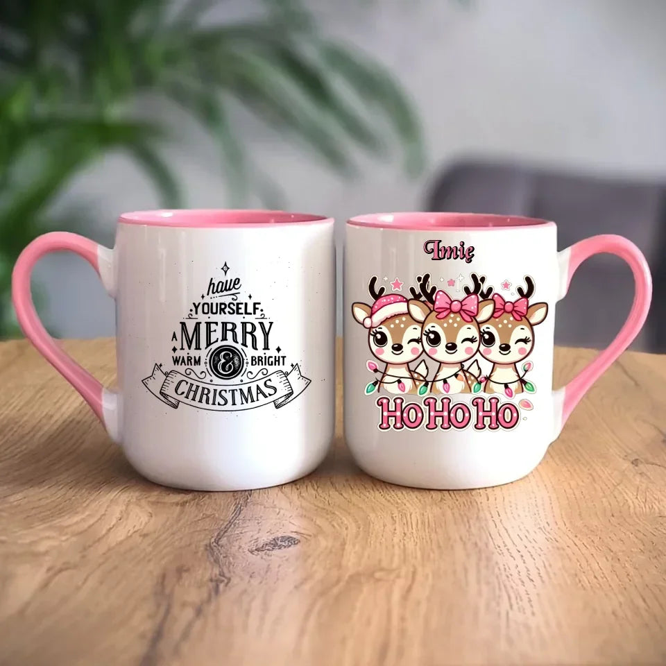 Ho ho ho reniferki | Świąteczny kubek z imieniem BN49 - StoryCups.pl