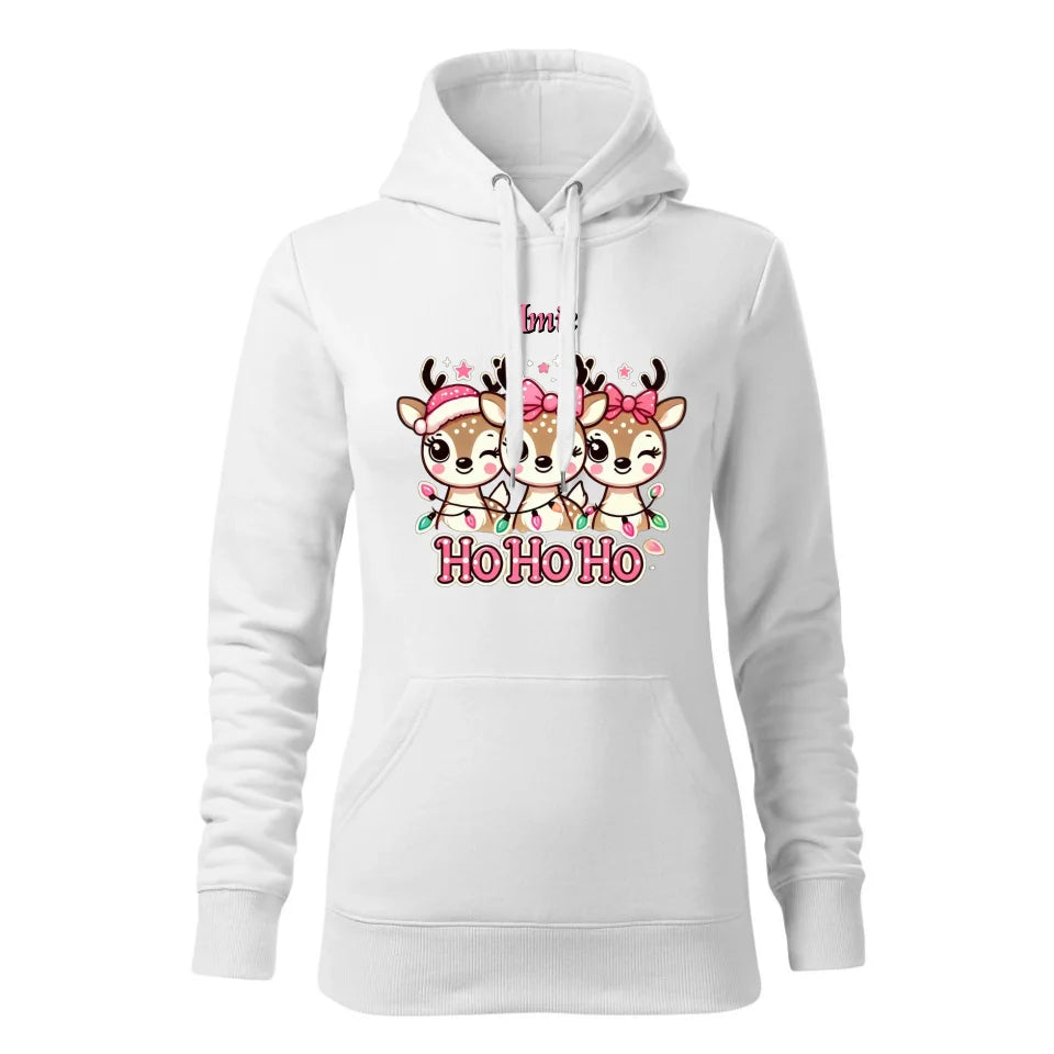 Świąteczna bluza damska z kapturem biała na prezent personalizacja hoodie Święta Boże Narodzenie Mikołajki