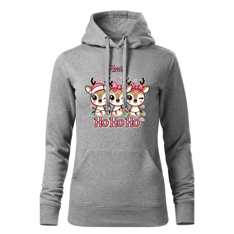 Świąteczna bluza damska z kapturem szara na prezent personalizacja hoodie Święta Boże Narodzenie Mikołajki