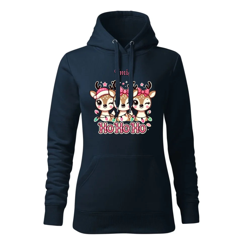 Świąteczna bluza damska z kapturem granatowa na prezent personalizacja hoodie Święta Boże Narodzenie Mikołajki