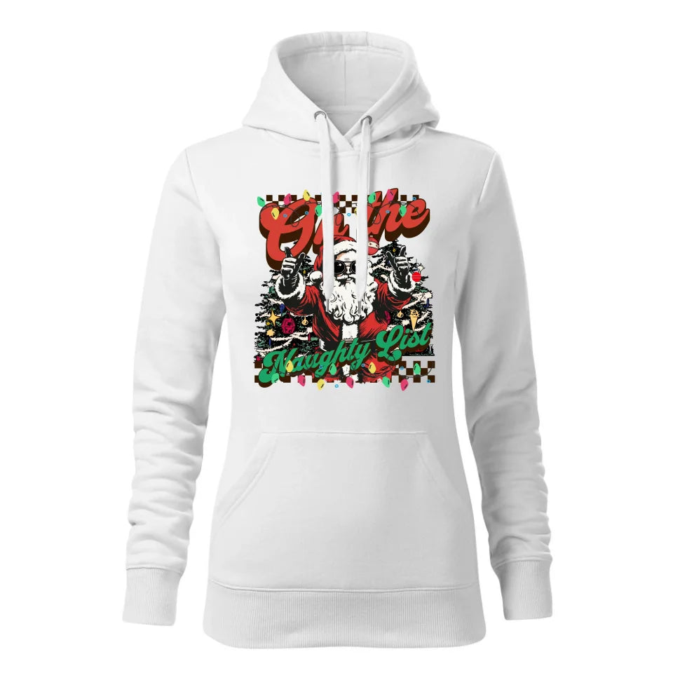 Świąteczna bluza damska z kapturem biała na prezent personalizacja hoodie Święta Boże Narodzenie Mikołajki