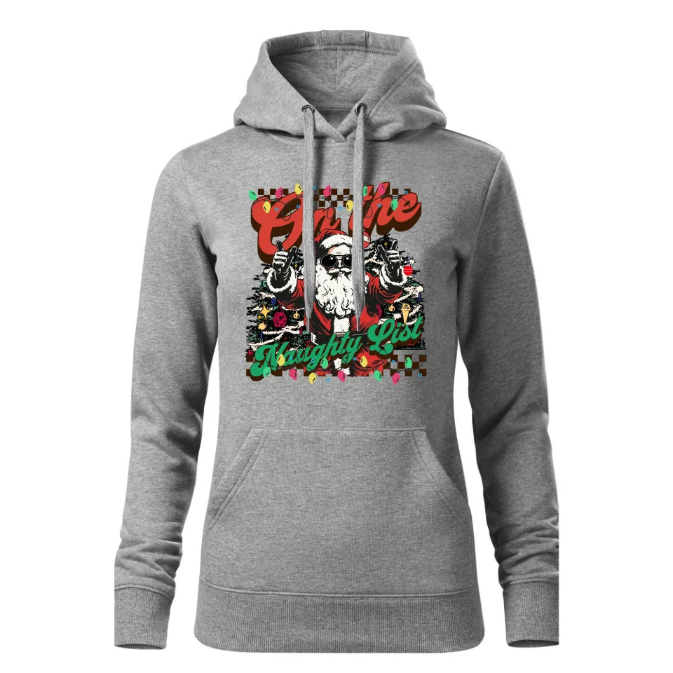 Świąteczna bluza damska z kapturem szara na prezent personalizacja hoodie Święta Boże Narodzenie Mikołajki