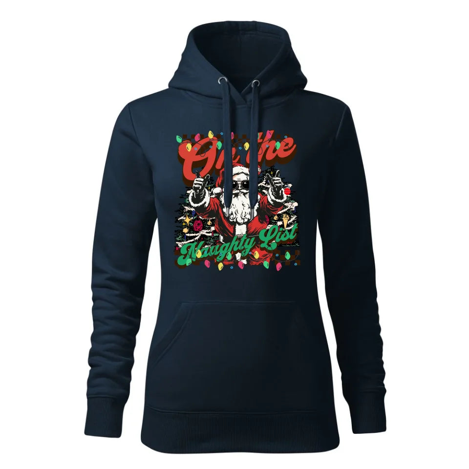 Świąteczna bluza damska z kapturem granatowa na prezent personalizacja hoodie Święta Boże Narodzenie Mikołajki