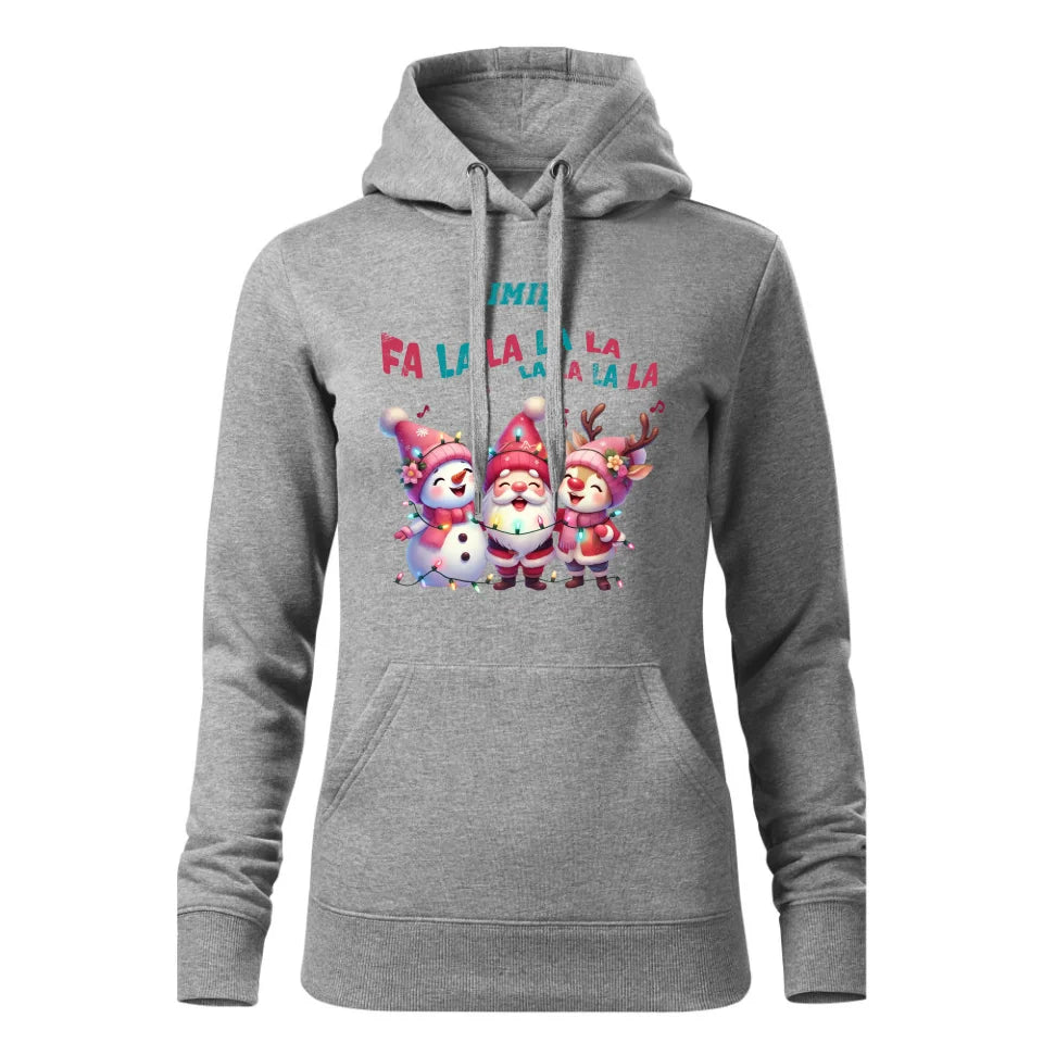 Świąteczna bluza damska z kapturem szara na prezent personalizacja hoodie Święta Boże Narodzenie Mikołajki