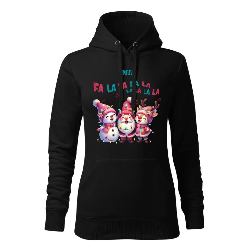 Świąteczna bluza damska z kapturem czarna na prezent personalizacja hoodie Święta Boże Narodzenie Mikołajki