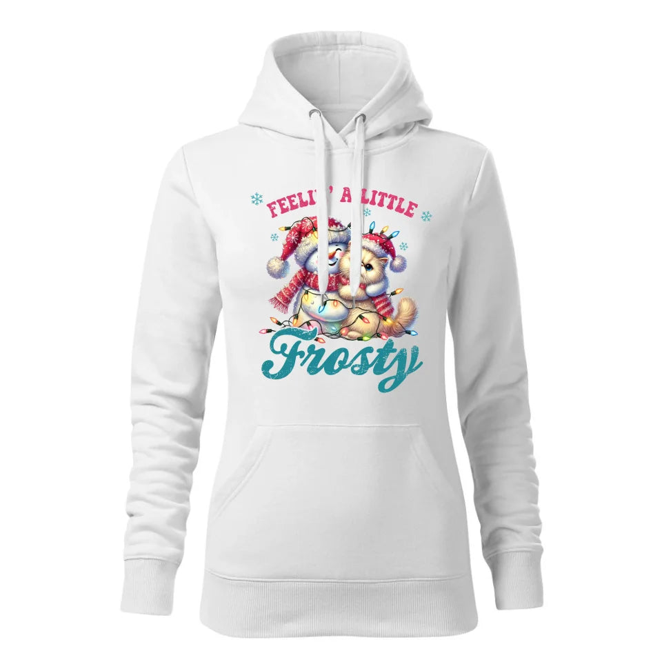 Świąteczna bluza damska z kapturem biała na prezent personalizacja hoodie Święta Boże Narodzenie Mikołajki