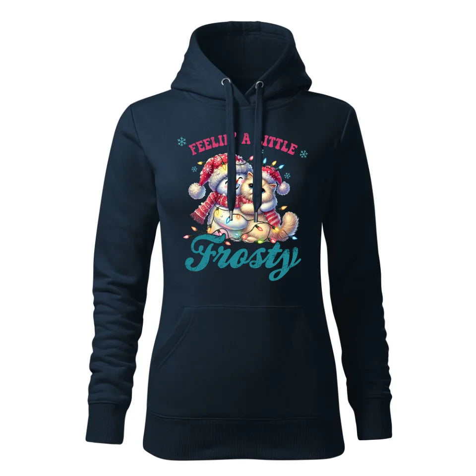 Świąteczna bluza damska z kapturem granatowa na prezent personalizacja hoodie Święta Boże Narodzenie Mikołajki