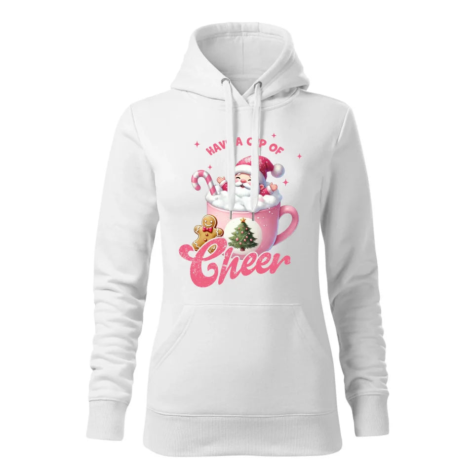 Świąteczna bluza damska z kapturem biała na prezent personalizacja hoodie Święta Boże Narodzenie Mikołajki