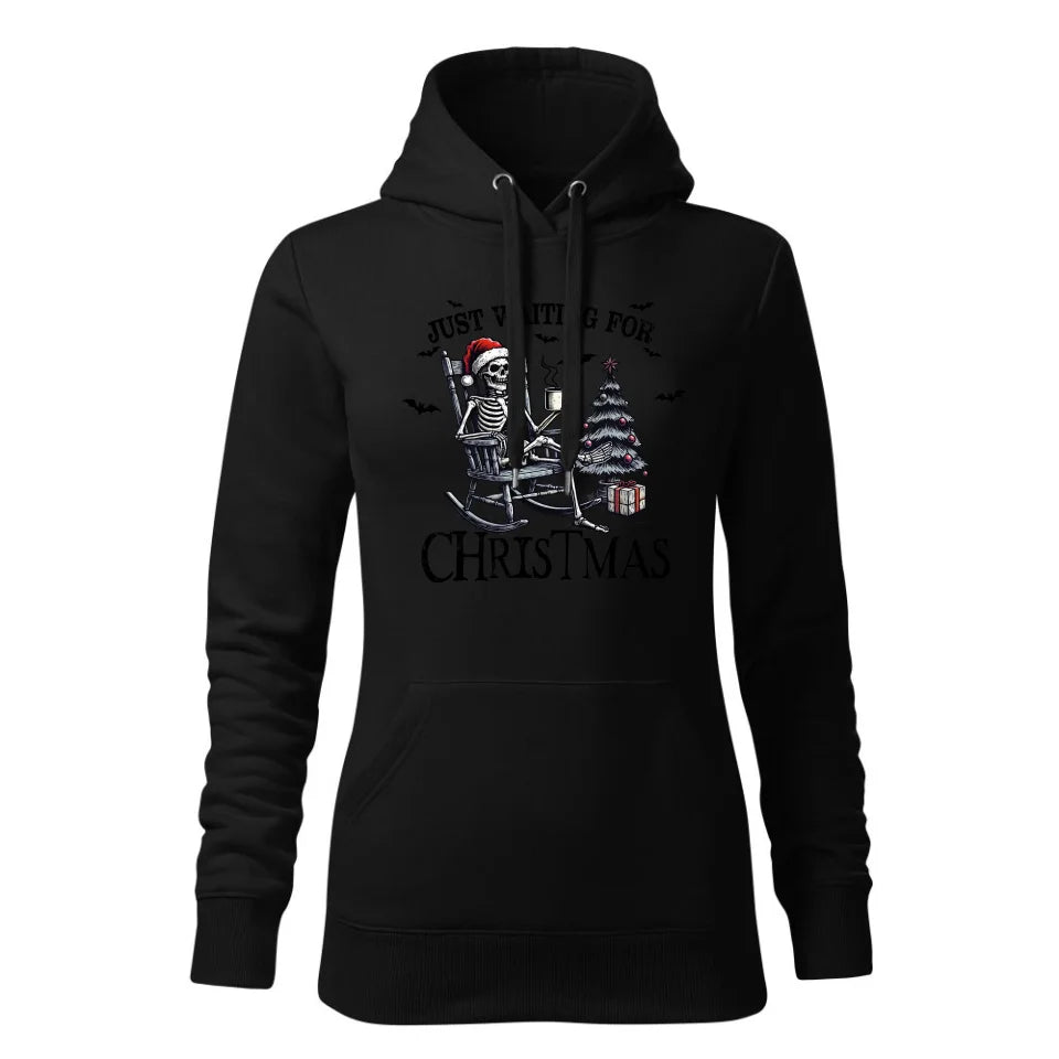 Świąteczna bluza damska z kapturem czarna na prezent personalizacja hoodie Święta Boże Narodzenie Mikołajki