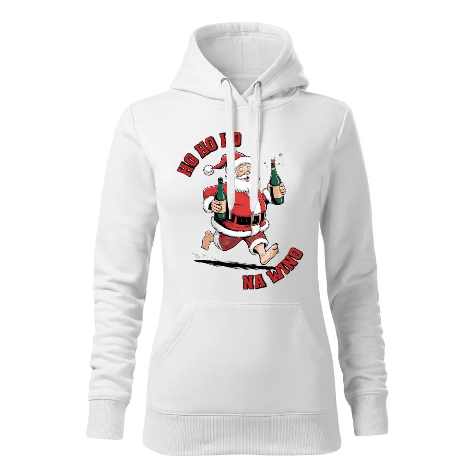 Świąteczna bluza damska z kapturem biała na prezent personalizacja hoodie Święta Boże Narodzenie Mikołajki