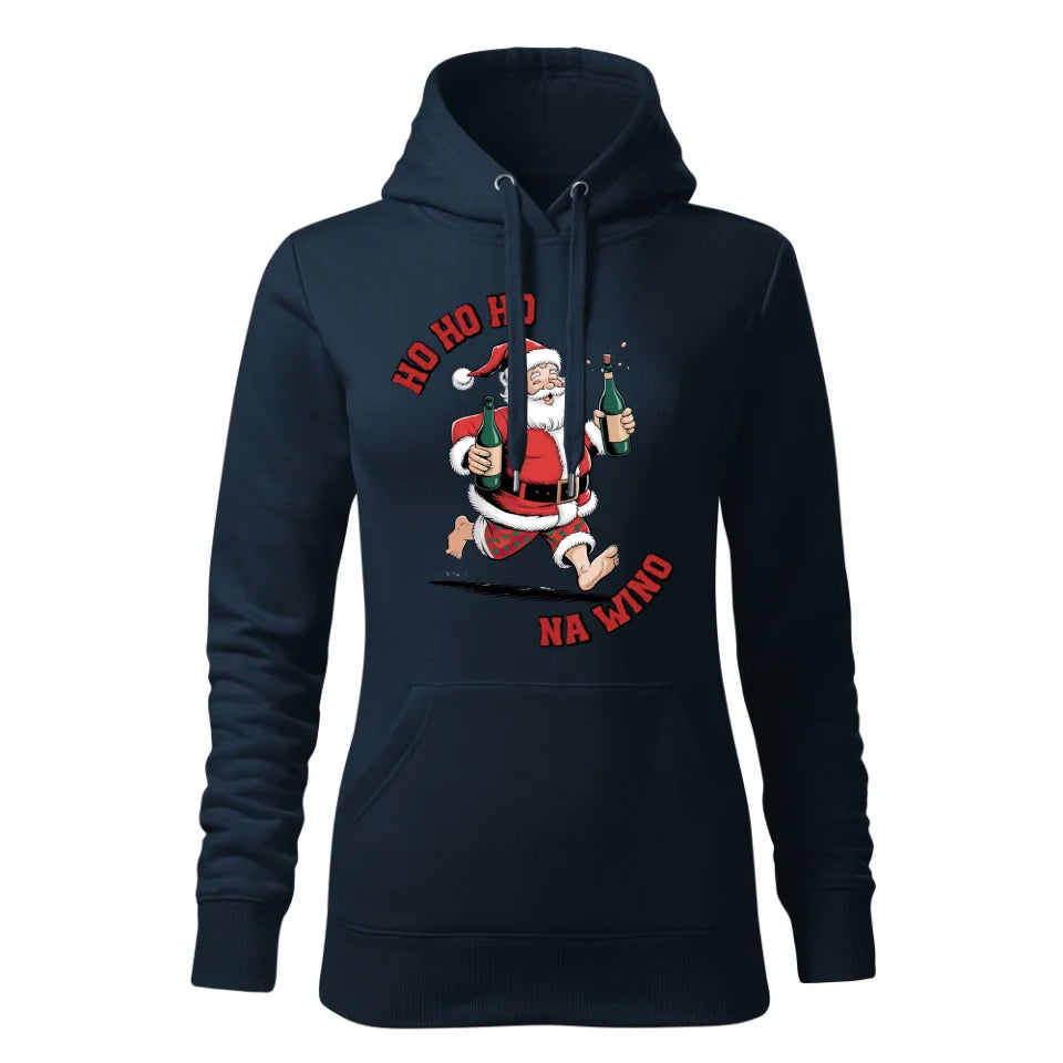 Świąteczna bluza damska z kapturem granatowa na prezent personalizacja hoodie Święta Boże Narodzenie Mikołajki