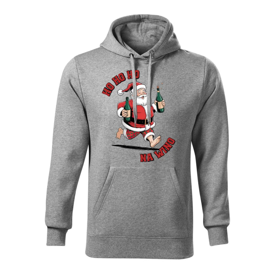 Świąteczna bluza męska z kapturem szara na prezent personalizacja hoodie Święta Boże Narodzenie Mikołajki