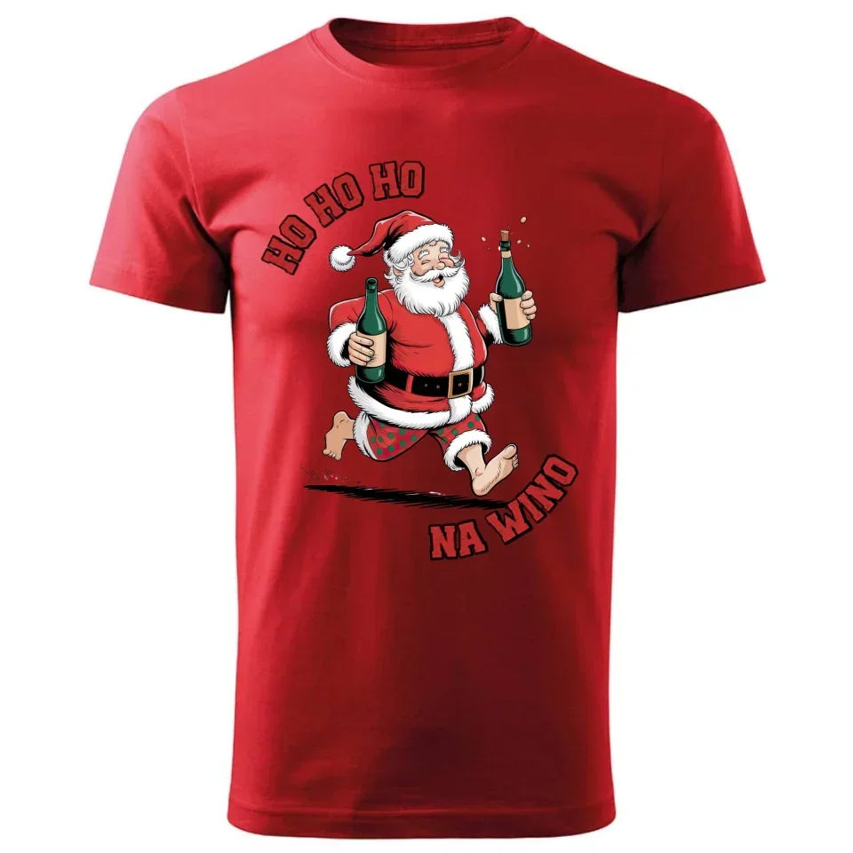 Ho ho ho na wino | Świąteczna koszulka męska BN61 - StoryCups.pl