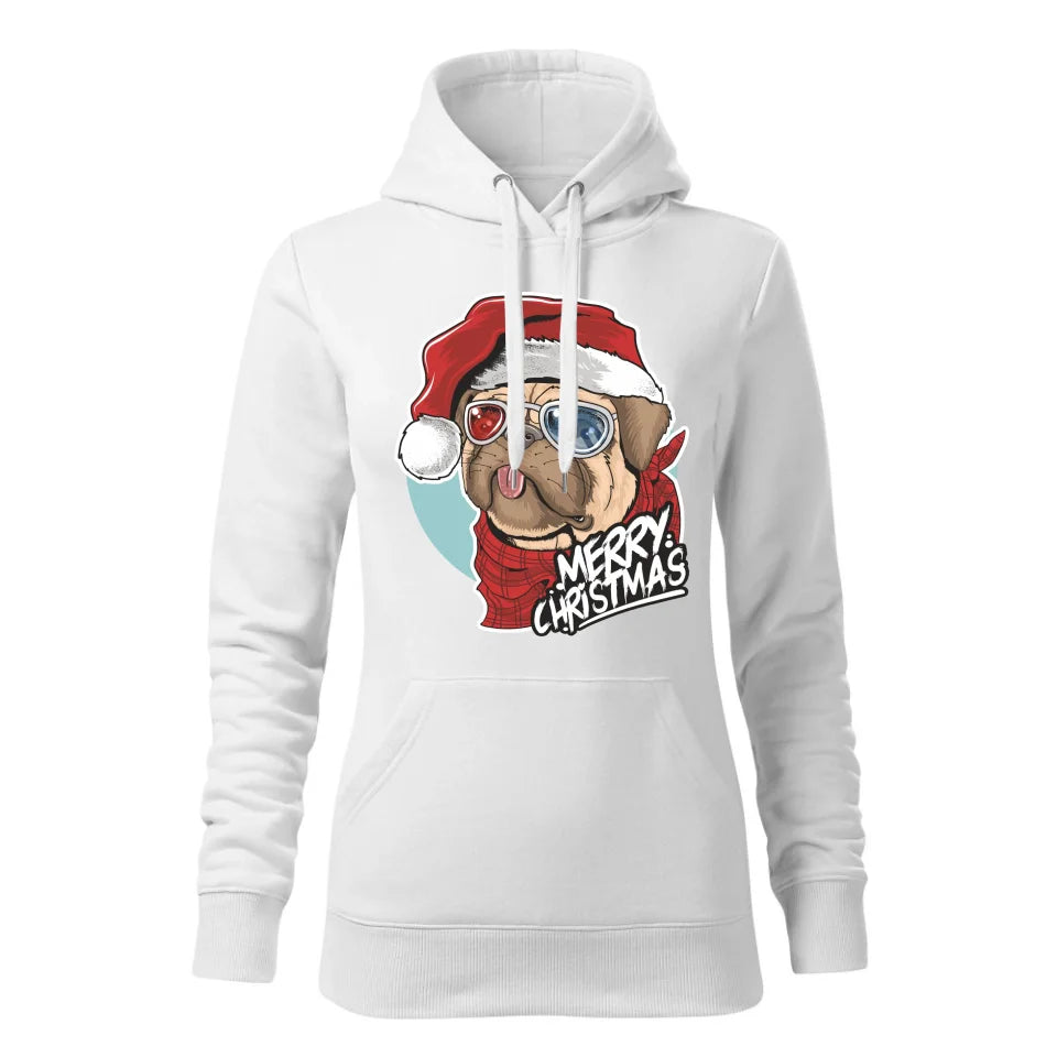 Świąteczna bluza damska z kapturem biała na prezent personalizacja hoodie Święta Boże Narodzenie Mikołajki