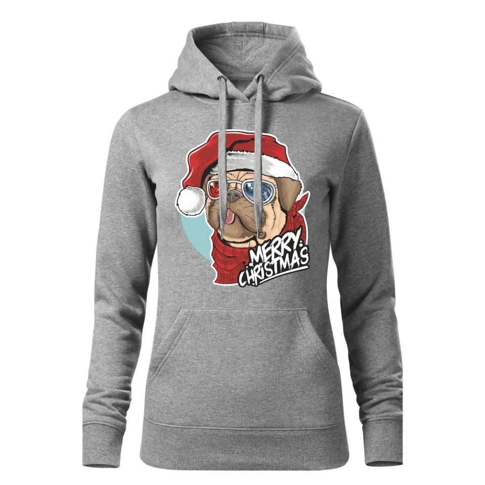 Świąteczna bluza damska z kapturem szara na prezent personalizacja hoodie Święta Boże Narodzenie Mikołajki